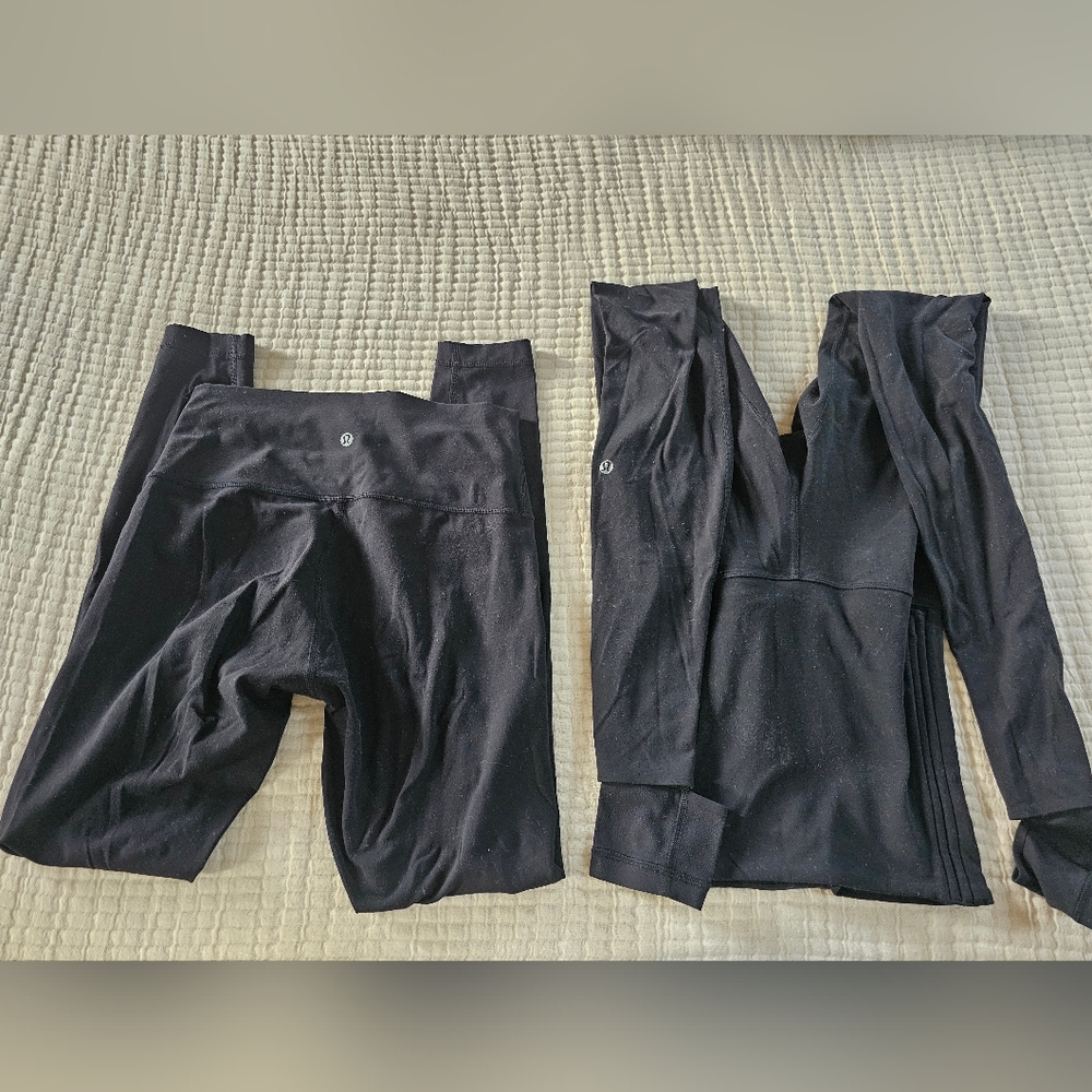 2 Pairs Lululemon athletica Black Leggings (One Marked Sz 6, Other Similar Size)